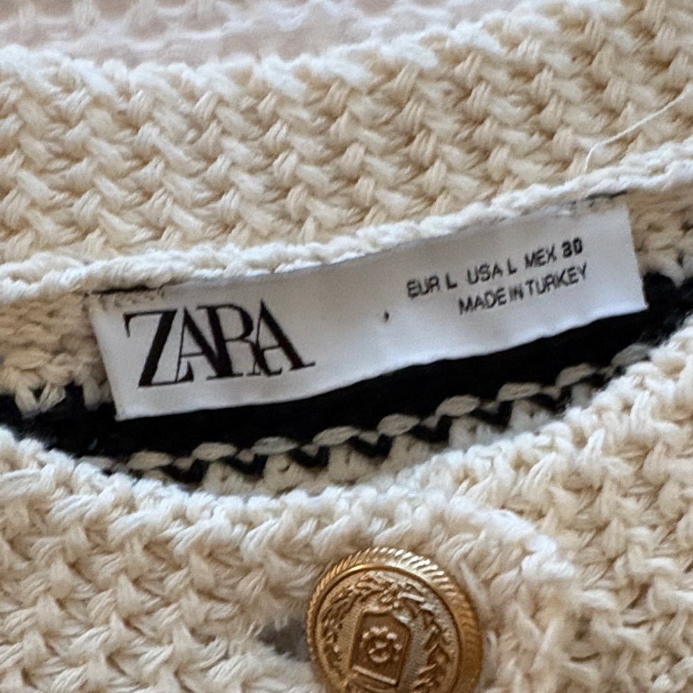 Zara Black and Cream Striped Cardigan - Picture 2 of 4